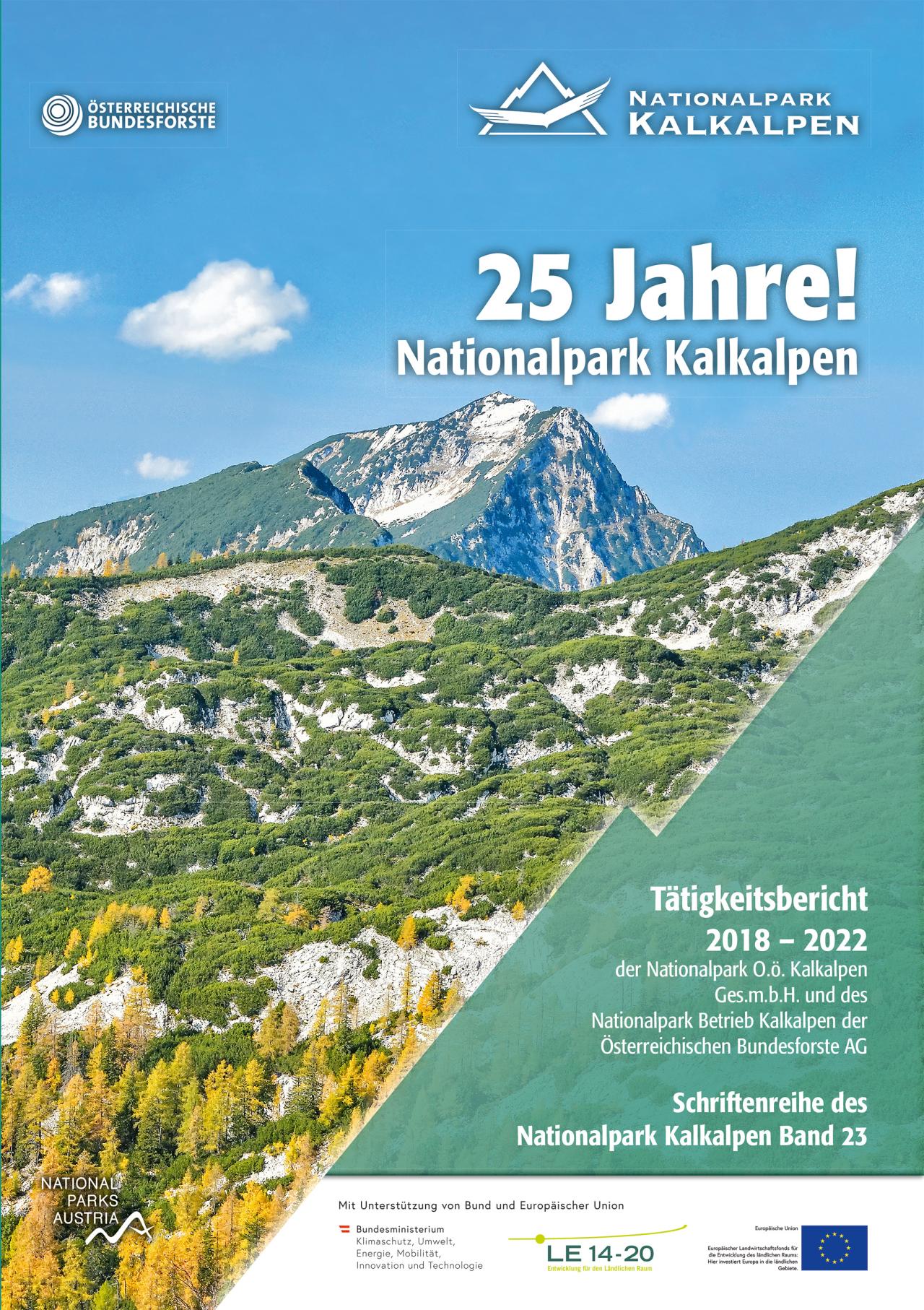 Titulní strana zprávy o činnosti 25 let! Nationalpark Kalkalpen