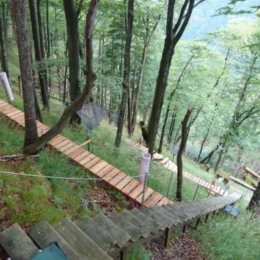Výzkumná plocha s promenádami na lesním svahu u Zöbelbodenu